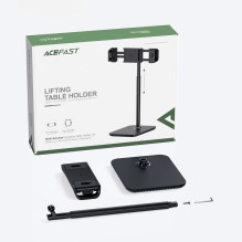 Acefast teleskopinis telefono ir planšetinio kompiuterio laikiklis (135-230 mm pločio) stalui 360° juodas (E4 juodas)