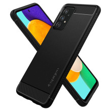 Spigen tvirtas šarvų dėklas, skirtas Samsung Galaxy A52 / A52S – matinė juoda