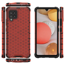 Honeycomb Case šarvų dangtelis su TPU buferiu, skirtas Samsung Galaxy A42 5G raudonas