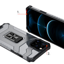 Crystal Ring Case Kickstand Tvirtas ir tvirtas dangtelis, skirtas iPhone 13 Pro žalias