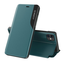 Eco Leather View Case elegantiškas knygų spintos tipo dėklas su stovu, skirtas iPhone 13 Pro Max žalias