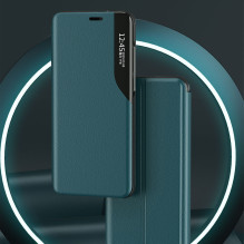 Eco Leather View Case elegantiškas knygų spintos tipo dėklas su stovu, skirtas iPhone 13 Pro Max žalias