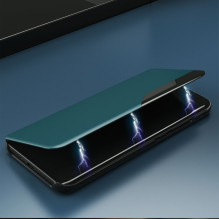 Eco Leather View Case elegantiškas knygų spintos tipo dėklas su stovu, skirtas iPhone 13 Pro Max žalias