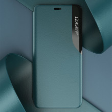 Eco Leather View Case elegantiškas knygų spintos tipo dėklas su stovu, skirtas iPhone 13 Pro Max žalias