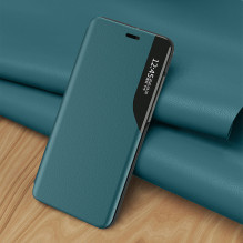 Eco Leather View Case elegantiškas knygų spintos tipo dėklas su stovu, skirtas iPhone 13 Pro Max žalias
