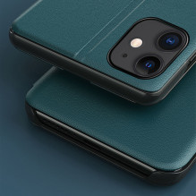 Eco Leather View Case elegantiškas knygų spintos tipo dėklas su stovu, skirtas iPhone 13 Pro Max žalias