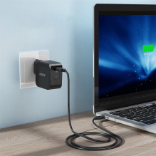 Choetech GaN USB Type C sieninis įkroviklis 61W Power Delivery juodas (Q6006)