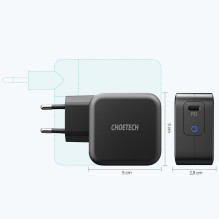 Choetech GaN USB Type C sieninis įkroviklis 61W Power Delivery juodas (Q6006)