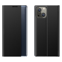 Sleep Case Knygų lentynos tipo dėklas su išmaniuoju langu, skirtas iPhone 13 mini juodas