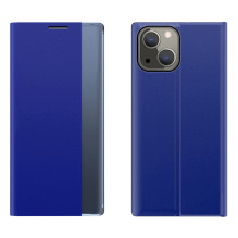 Sleep Case Knygų lentynos tipo dėklas su išmaniuoju langu, skirtas iPhone 13 mini mėlynai