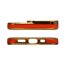 Fashion Case for iPhone 13 Pro Max Gold Frame Gel Cover Red Fashion Case for iPhone 13 Pro Max Gold Frame Gel Cover Red