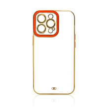 Fashion Case for iPhone 13 Pro Max Gold Frame Gel Cover Red Fashion Case for iPhone 13 Pro Max Gold Frame Gel Cover Red