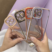 Fashion Case for iPhone 13 Pro Max Gold Frame Gel Cover Red Fashion Case for iPhone 13 Pro Max Gold Frame Gel Cover Red