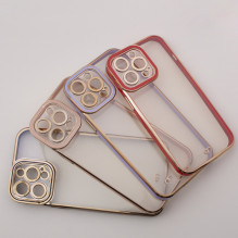 Fashion Case for iPhone 13 Pro Max Gold Frame Gel Cover Red Fashion Case for iPhone 13 Pro Max Gold Frame Gel Cover Red