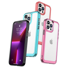 „Outer Space Case“ dėklas, skirtas „iPhone 12 Pro Max“ kietu dangteliu su raudonu gelio rėmeliu