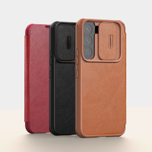 Nillkin Qin Leather Pro Case Dėklas, skirtas Samsung Galaxy S22+ (S22 Plus) Camera Protector Dėklas Dėklas Flip Case Rud Nillkin Qin Leather Pro Case Dėklas, skirtas Samsung Galaxy S22+ (S22 Plus) Camera Protector Dėklas Dėklas Flip Case Rud