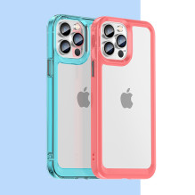„Outer Space Case“ dėklas, skirtas „iPhone 12 Pro Max“ kietu dangteliu su raudonu gelio rėmeliu
