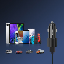 Joyroom automobilinis įkroviklis 2 x USB su apšvietimu 24W juodas (JR-CL10)