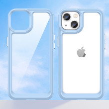 Outer Space Case iPhone 14 Plus kietas dangtelis su gelio rėmeliu mėlynu Outer Space Case iPhone 14 Plus kietas dangtelis su gelio rėmeliu mėlynu
