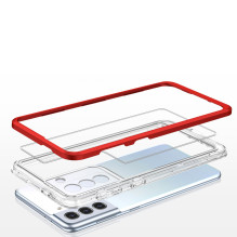 Skaidrus 3 viename dėklas, skirtas Samsung Galaxy S21 + 5G (S21 Plus 5G) rėmo gelio dangtelis raudonas Skaidrus 3 viename dėklas, skirtas Samsung Galaxy S21 + 5G (S21 Plus 5G) rėmo gelio dangtelis raudonas