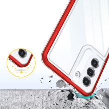 Clear 3in1 Case for Samsung Galaxy S21 + 5G (S21 Plus 5G) Frame Gel Cover Red Clear 3in1 Case for Samsung Galaxy S21 + 5G (S21 Plus 5G) Frame Gel Cover Red