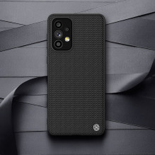 Nillkin Textured Case tvirtas sustiprintas dėklas su gelio rėmeliu ir nailonine nugara, skirta Samsung Galaxy A73 juodai Nillkin Textured Case tvirtas sustiprintas dėklas su gelio rėmeliu ir nailonine nugara, skirta Samsung Galaxy A73 juodai