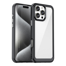 Kosmoso dėklas su geliniu rėmeliu, skirtas iPhone 16 Pro Max – juodas
