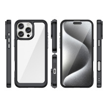 Kosmoso dėklas su geliniu rėmeliu, skirtas iPhone 16 Pro Max – juodas