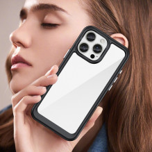 Kosmoso dėklas su geliniu rėmeliu, skirtas iPhone 16 Pro Max – juodas