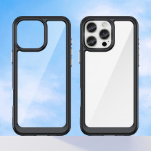 Kosmoso dėklas su geliniu rėmeliu, skirtas iPhone 16 Pro Max – juodas