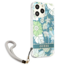 Guess GUHCP13LHFLSN iPhone 13 Pro / 13 6,1 colio žalias / žalias kieto dėklo gėlių dirželis