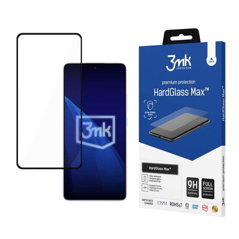 Sustiprintas viso ekrano grūdintas stiklas 3mk HardGlass Max Black, skirtas Xiaomi Redmi Note 14 5G