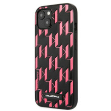 Karlas Lagerfeldas KLHCP13SMNMP1P iPhone 13 mini 5,4 colio kietas dėklas, rožinė / rožinė monograminė plokštelė