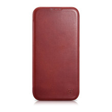 iCarer CE Oil Wax Premium Leather Folio Case iPhone 14 Plus Magnetic Flip Leather Folio Case MagSafe Red (AKI14220707-RD