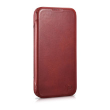 iCarer CE Oil Wax Premium Leather Folio Case iPhone 14 Plus Magnetic Flip Leather Folio Case MagSafe Red (AKI14220707-RD