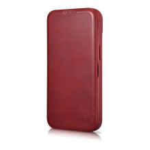 „iCarer CE Oil Wax Premium“ odinis dėklas „iPhone 14 Plus“ magnetinis atverčiamas odinis dėklas „MagSafe Red“ (AKI142207