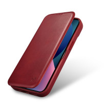 iCarer CE Oil Wax Premium Leather Folio Case iPhone 14 Plus Magnetic Flip Leather Folio Case MagSafe Red (AKI14220707-RD