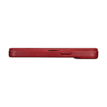iCarer CE Oil Wax Premium Leather Folio Case iPhone 14 Plus Magnetic Flip Leather Folio Case MagSafe Red (AKI14220707-RD