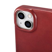 „iCarer CE Oil Wax Premium“ odinis dėklas „iPhone 14 Plus“ magnetinis atverčiamas odinis dėklas „MagSafe Red“ (AKI142207