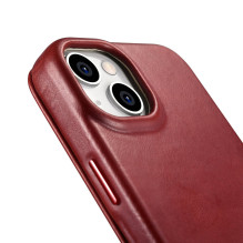 iCarer CE Oil Wax Premium Leather Folio Case iPhone 14 Plus Magnetic Flip Leather Folio Case MagSafe Red (AKI14220707-RD