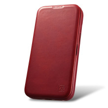 „iCarer CE Oil Wax Premium“ odinis dėklas „iPhone 14 Plus“ magnetinis atverčiamas odinis dėklas „MagSafe Red“ (AKI142207