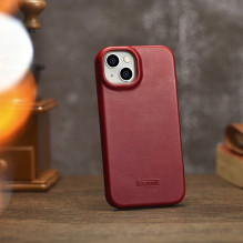 iCarer CE Oil Wax Premium Leather Folio Case iPhone 14 Plus Magnetic Flip Leather Folio Case MagSafe Red (AKI14220707-RD