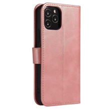 Magnet Case elegantiškas dėklo dangtelis su atvartu ir stovo funkcija Poco M4 Pro 5G rožinė