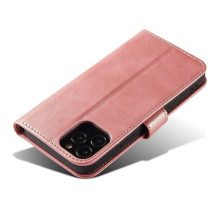 Magnet Case elegantiškas dėklo dangtelis su atvartu ir stovo funkcija Poco M4 Pro 5G rožinė