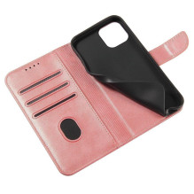 Magnet Case elegantiškas dėklo dangtelis su atvartu ir stovo funkcija Poco M4 Pro 5G rožinė