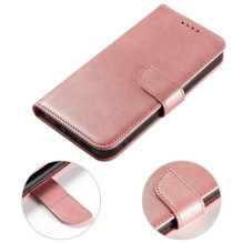 Magnet Case elegantiškas dėklo dangtelis su atvartu ir stovo funkcija Poco M4 Pro 5G rožinė