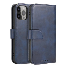 Magnet Case elegantiškas dėklo dangtelis su atvartu ir stovo funkcija, skirta iPhone 14 Max mėlynai