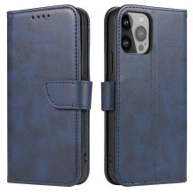 Magnet Case elegantiškas dėklo dangtelis su atvartu ir stovo funkcija, skirta iPhone 14 Max mėlynai