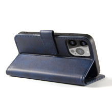 Magnet Case elegantiškas dėklo dangtelis su atvartu ir stovo funkcija, skirta iPhone 14 Max mėlynai