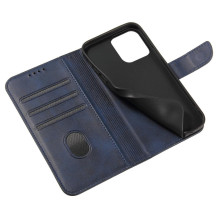 Magnet Case elegantiškas dėklo dangtelis su atvartu ir stovo funkcija, skirta iPhone 14 Max mėlynai